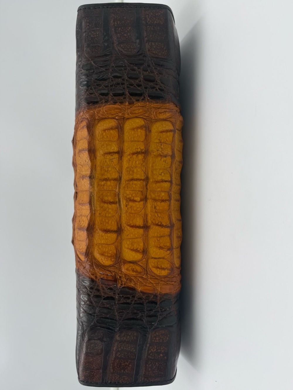 🐊JAPAN • Brown Exotic CROCODILE Frame 30 Top Handle Bag w/ Ornate Silver Trim - Picture 8 of 16